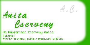 anita cserveny business card